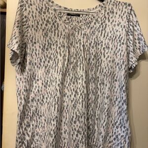 Rene Rofe Pink and Gray Leopard Print Pajama Capri Set